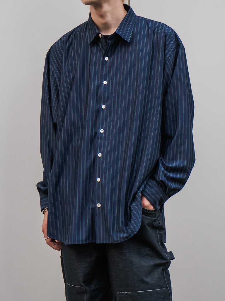 -exclusive- THICK AND THIN STRIPE ROYAL OX DRESS KNIT SHIRT