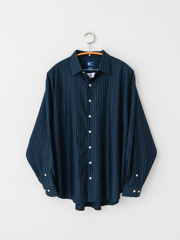 exclusive- THICK AND THIN STRIPE ROYAL OX DRESS KNIT SHIRT